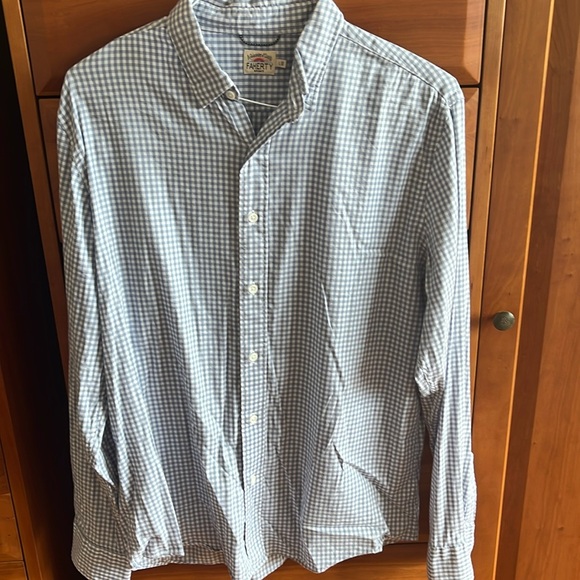 Faherty Men’s blue/white gingham Button Down Shirt soft Cotton size L - Picture 1 of 8